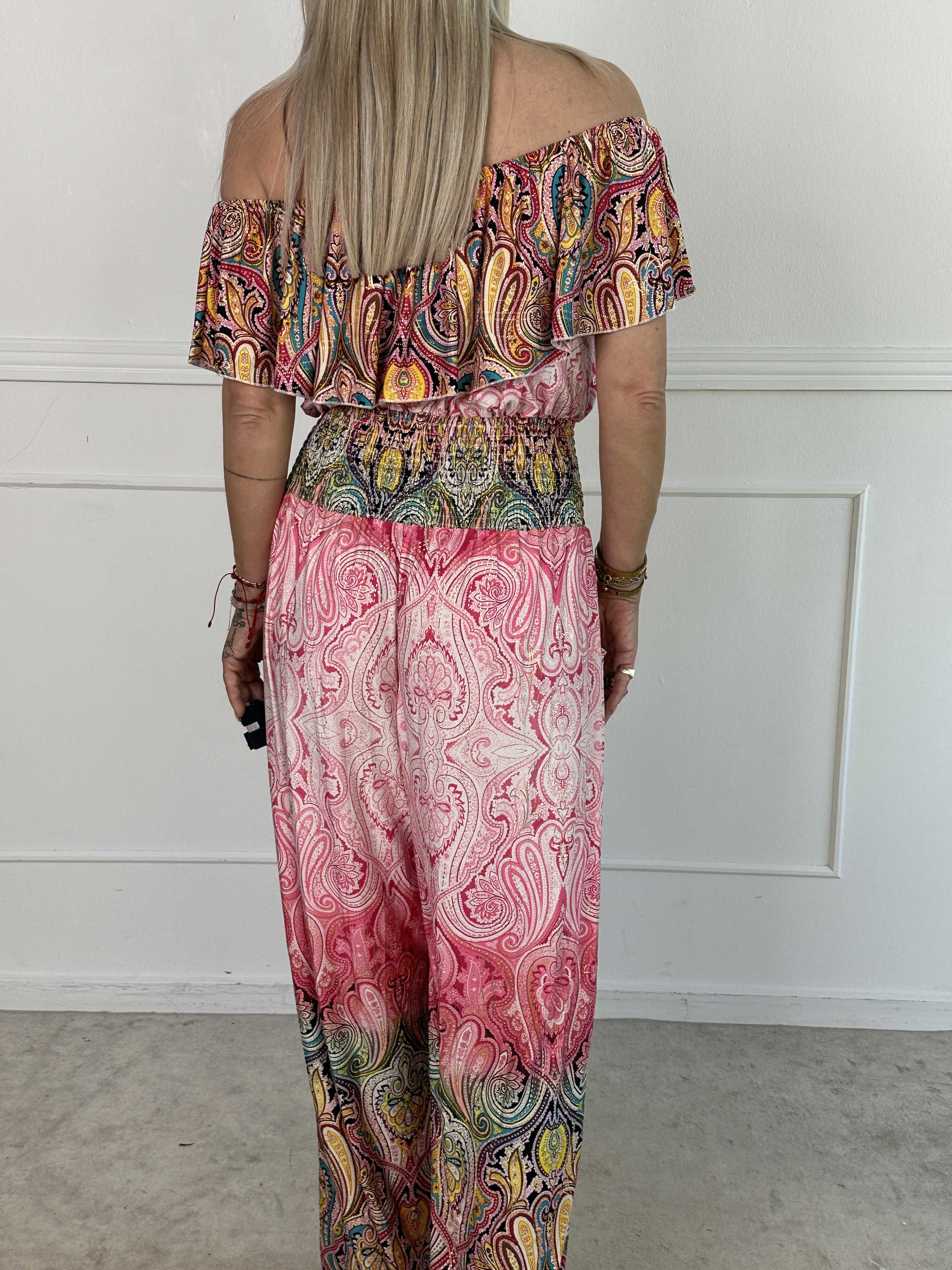 Pams Paisley Frill Jumpsuit - Elastisk jumpsuit med smock och volang